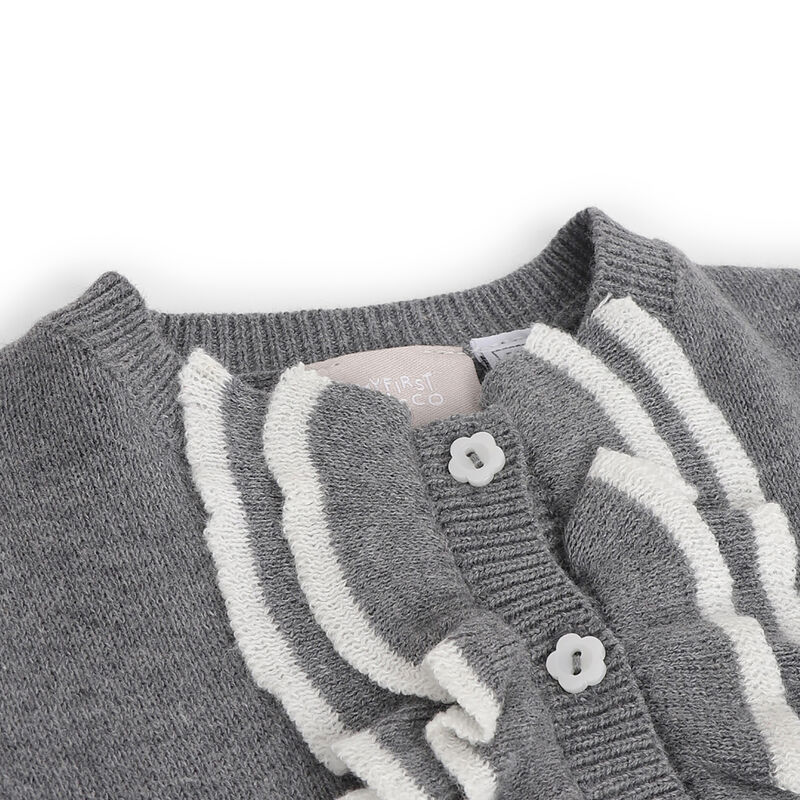 Girls Dark Grey Solid Cardigan image number 2